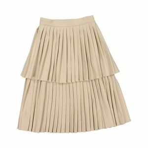NWT Ava & Lu Beige Double Pleated Midi Skirt